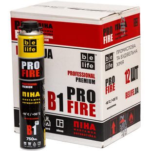 Піна протипожежна монтажна 12шт/750мл Belife FIRE PRO B-1, 750 мл (PFR-B1) PFR-B1-BX2 фото