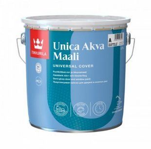 Фарба для дверей та вікон напівглянсова Tikkurila Unica Akva База А 0,9 л (Біла) 785266 фото